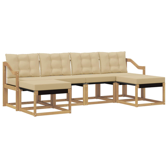 Set de canapele de exterior cu pernă 6 pcs Alb și Bej WALTI