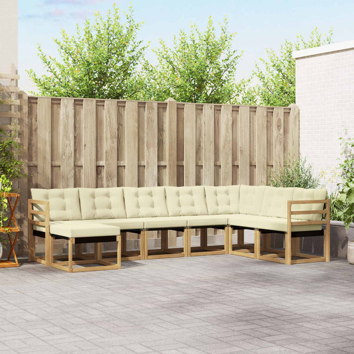 Set de canapele de exterior cu pernă 8 pcs Alb și crem WALTI
