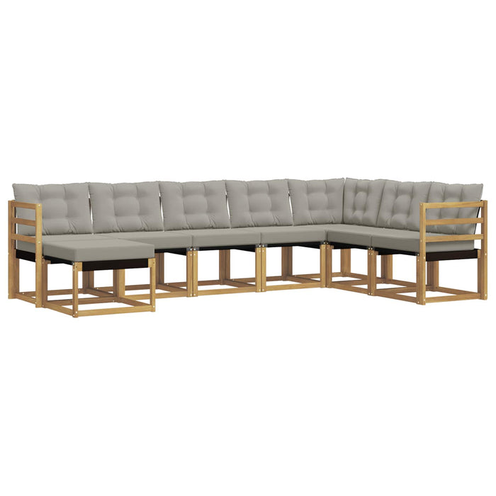 Set de canapele de exterior cu pernă 8 pcs Alb și gri deschis WALTI