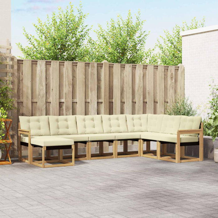 Set de canapele de exterior cu pernă 8 pcs Alb și crem WALTI