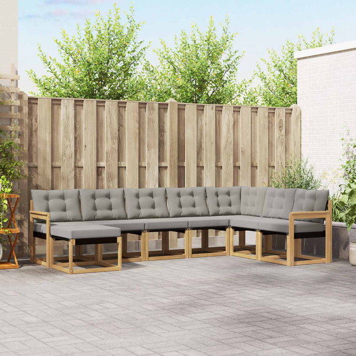 Set de canapele de exterior cu pernă 8 pcs Alb și gri deschis WALTI