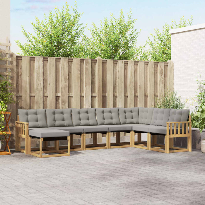 Set de canapele de exterior cu pernă 8 pcs Alb și gri deschis WALTI