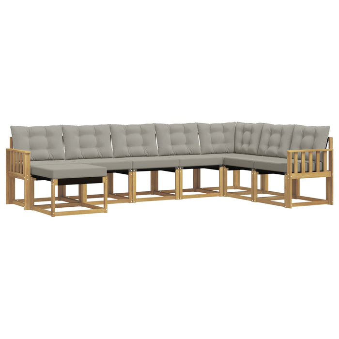 Set de canapele de exterior cu pernă 8 pcs Alb și gri deschis WALTI