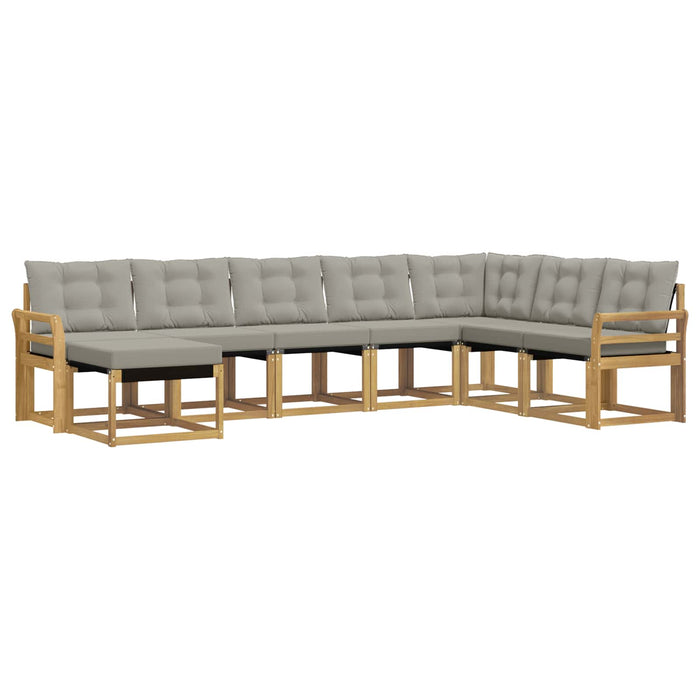 Set de canapele de exterior cu pernă 8 pcs Alb și gri deschis WALTI