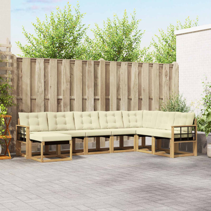 Set de canapele de exterior cu pernă 8 pcs Alb și crem WALTI