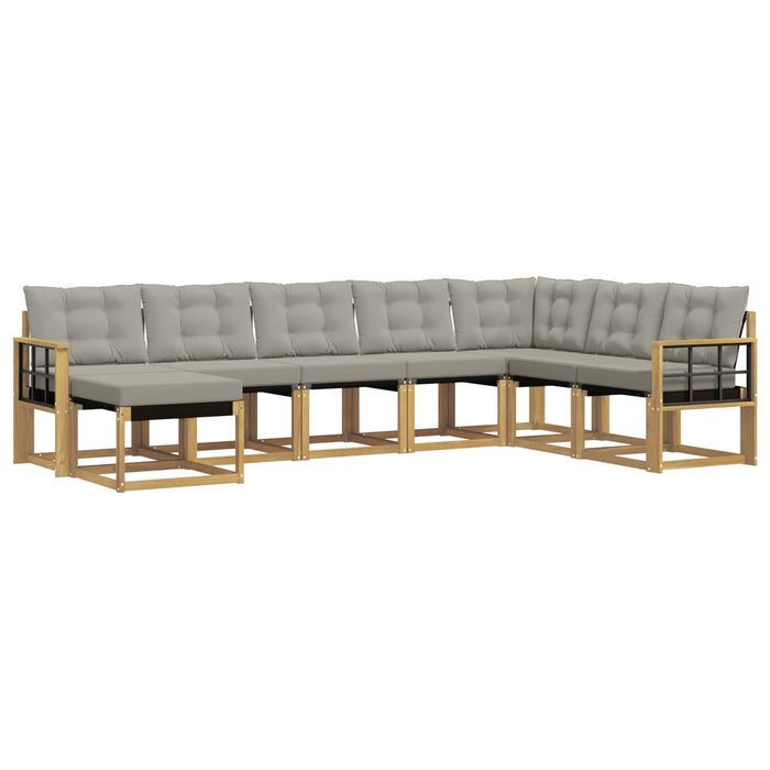 Set de canapele de exterior cu pernă 8 pcs Alb și gri deschis WALTI