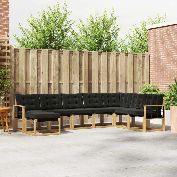 Set de canapele de exterior cu pernă 8 pcs Alb și negru WALTI