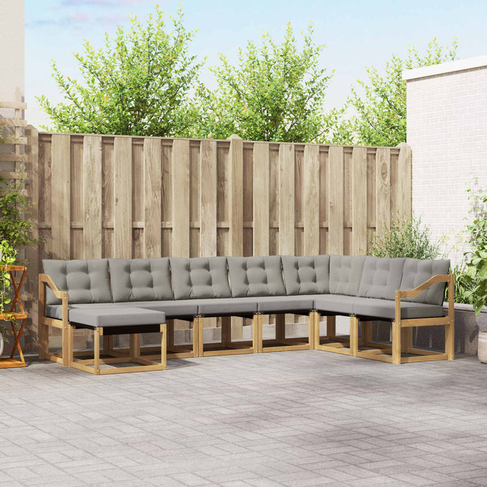 Set de canapele de exterior cu pernă 8 pcs Alb și gri deschis WALTI