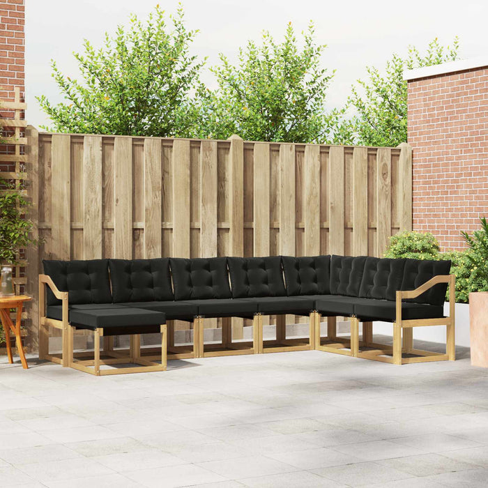 Set de canapele de exterior cu pernă 8 pcs Alb și negru WALTI