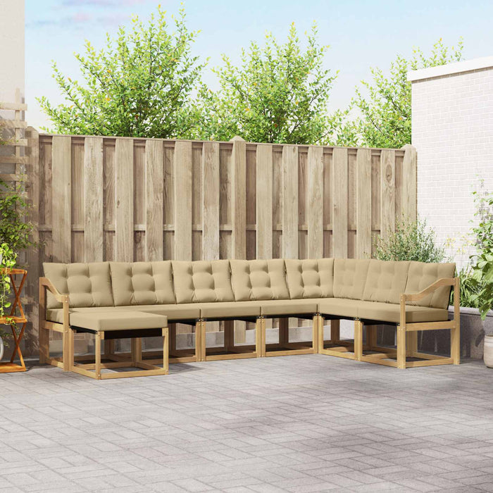 Set de canapele de exterior cu pernă 8 pcs Alb și Bej WALTI