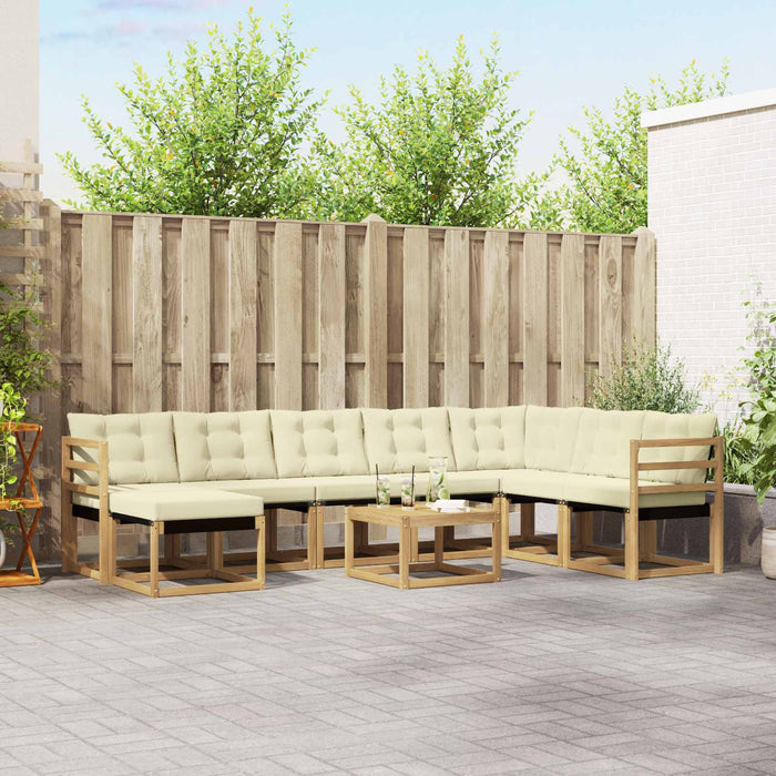 Set de canapele de exterior cu pernă 9 pcs Alb și crem WALTI