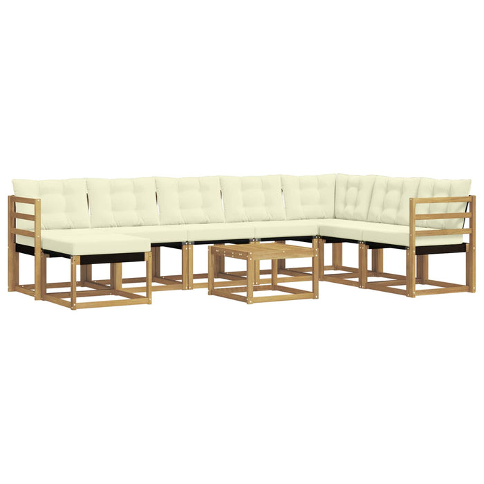 Set de canapele de exterior cu pernă 9 pcs Alb și crem WALTI