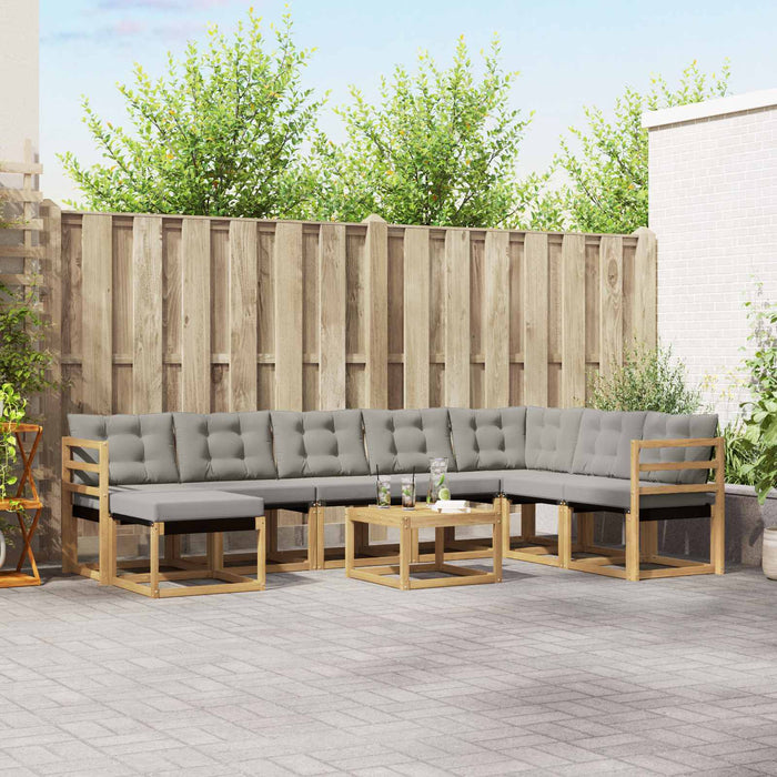 Set de canapele de exterior cu pernă 9 pcs Alb și gri deschis WALTI