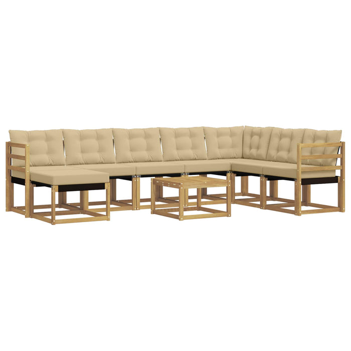Set de canapele de exterior cu pernă 9 pcs Alb și Bej WALTI