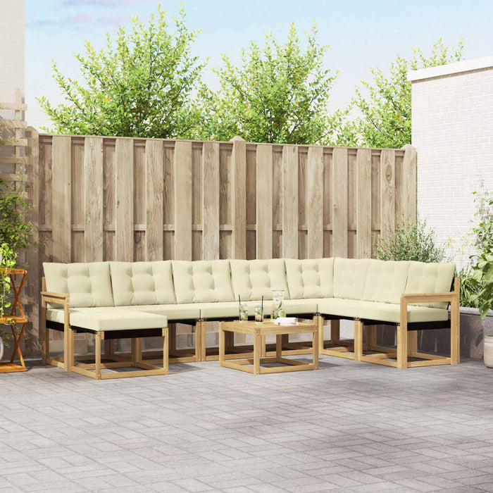Set de canapele de exterior cu pernă 9 pcs Alb și crem WALTI