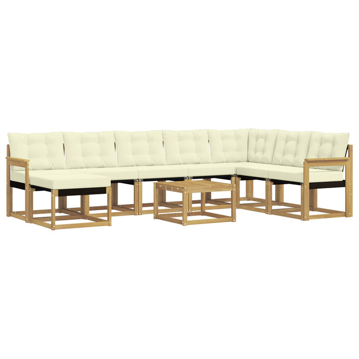 Set de canapele de exterior cu pernă 9 pcs Alb și crem WALTI