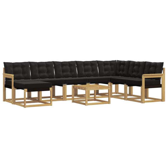 Set de canapele de exterior cu pernă 9 pcs Alb și negru WALTI