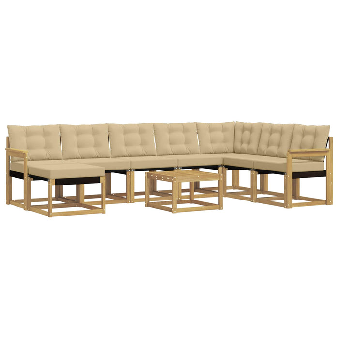 Set de canapele de exterior cu pernă 9 pcs Alb și Bej WALTI