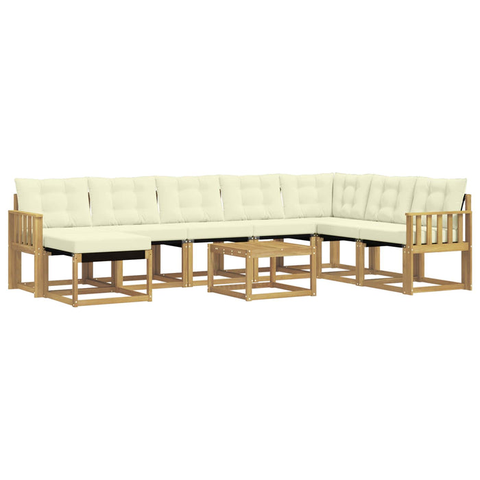 Set de canapele de exterior cu pernă 9 pcs Alb și crem WALTI