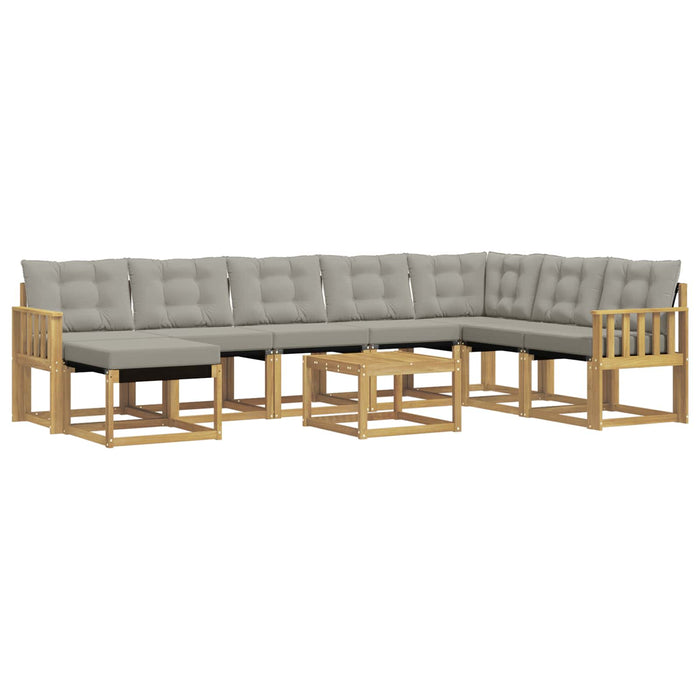 Set de canapele de exterior cu pernă 9 pcs Alb și gri deschis WALTI