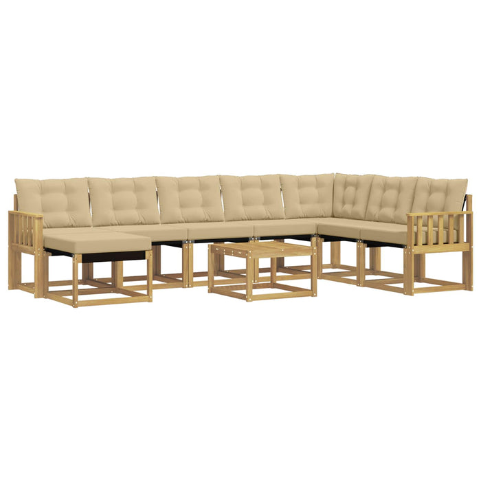 Set de canapele de exterior cu pernă 9 pcs Alb și Bej WALTI