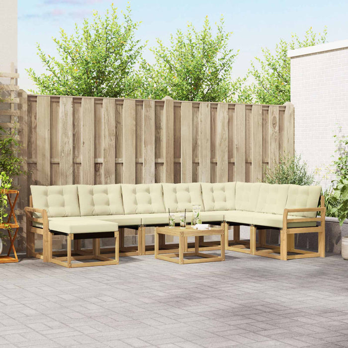 Set de canapele de exterior cu pernă 9 pcs Alb și crem WALTI