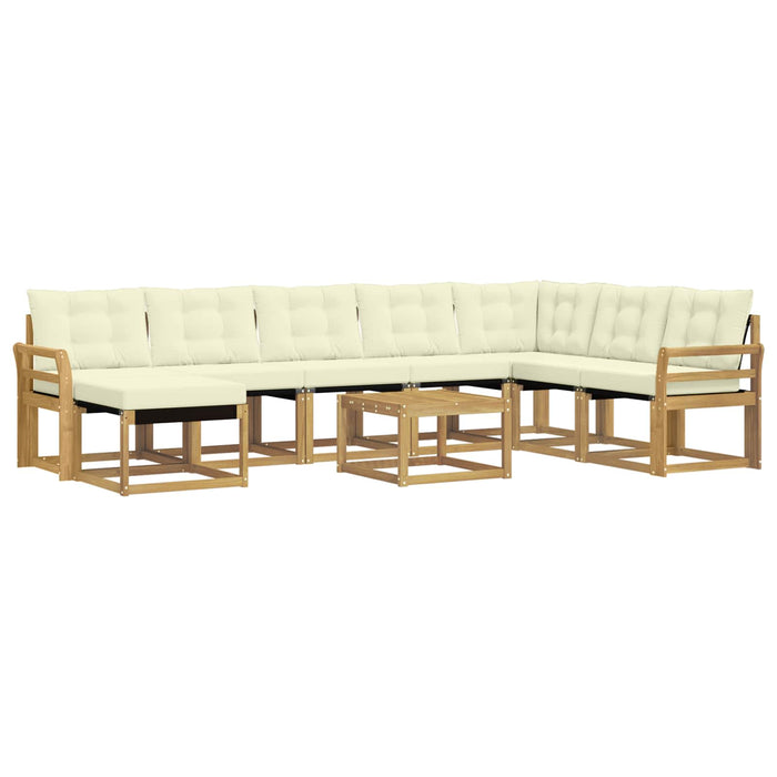 Set de canapele de exterior cu pernă 9 pcs Alb și crem WALTI