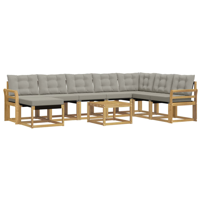 Set de canapele de exterior cu pernă 9 pcs Alb și gri deschis WALTI