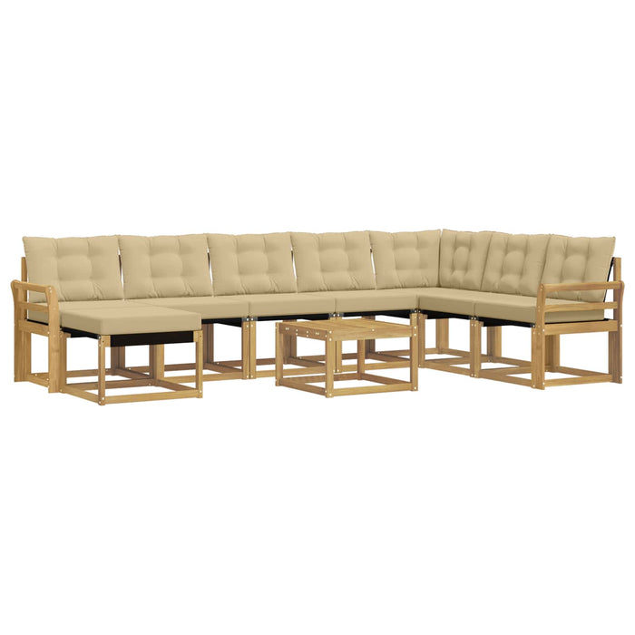 Set de canapele de exterior cu pernă 9 pcs Alb și Bej WALTI