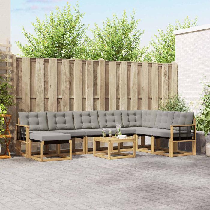 Set de canapele de exterior cu pernă 9 pcs Alb și gri deschis WALTI