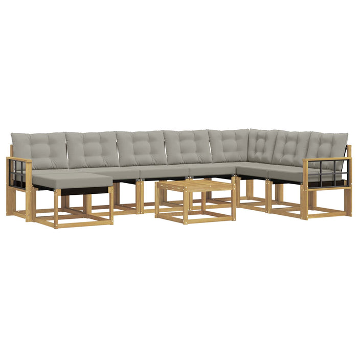 Set de canapele de exterior cu pernă 9 pcs Alb și gri deschis WALTI
