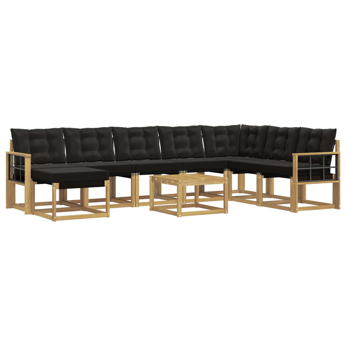 Set de canapele de exterior cu pernă 9 pcs Alb și negru WALTI