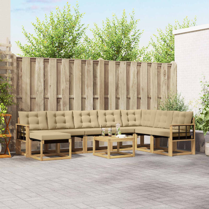 Set de canapele de exterior cu pernă 9 pcs Alb și Bej WALTI