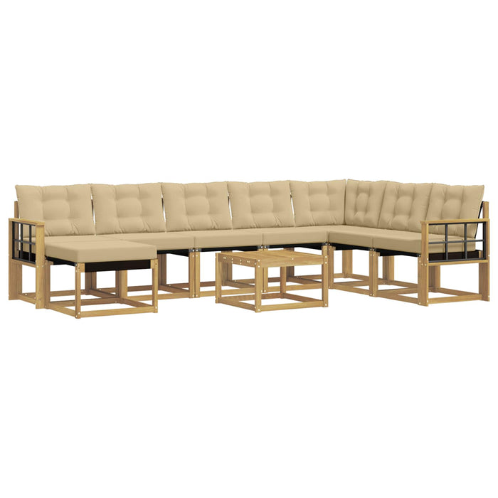 Set de canapele de exterior cu pernă 9 pcs Alb și Bej WALTI