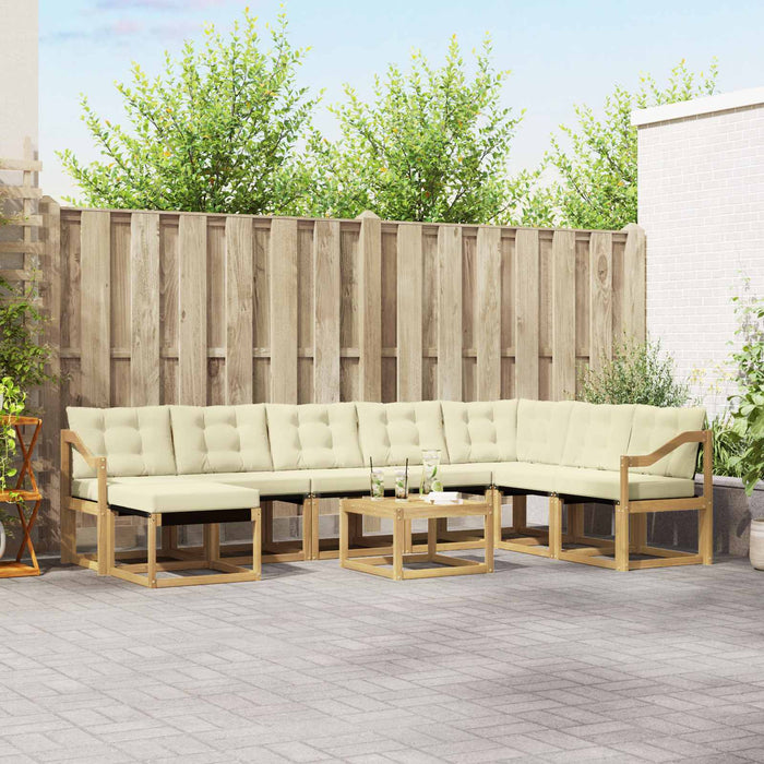 Set de canapele de exterior cu pernă 9 pcs Alb și crem WALTI