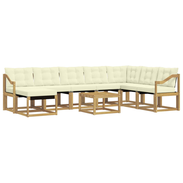 Set de canapele de exterior cu pernă 9 pcs Alb și crem WALTI