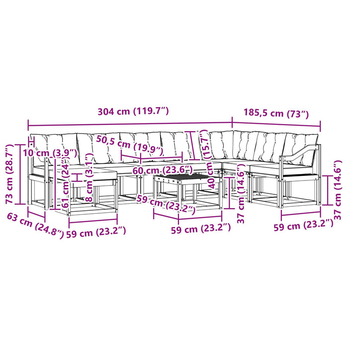 Set de canapele de exterior cu pernă 9 pcs Alb și crem WALTI