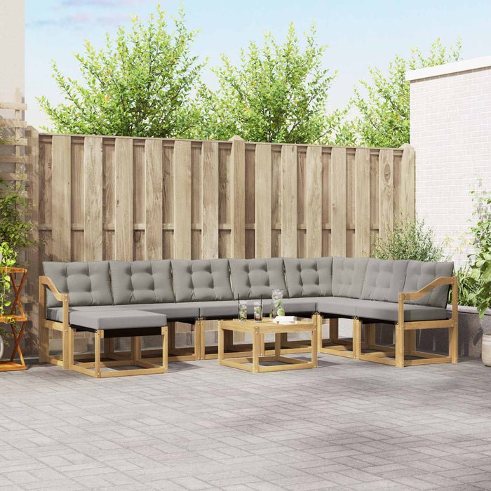 Set de canapele de exterior cu pernă 9 pcs Alb și gri deschis WALTI