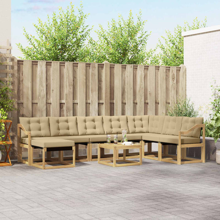 Set de canapele de exterior cu pernă 9 pcs Alb și Bej WALTI