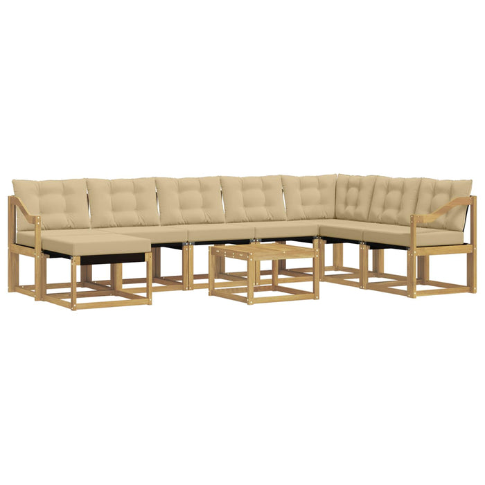 Set de canapele de exterior cu pernă 9 pcs Alb și Bej WALTI