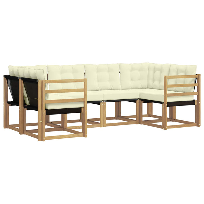 Set de canapele de exterior cu pernă 6 pcs Alb și crem WALTI