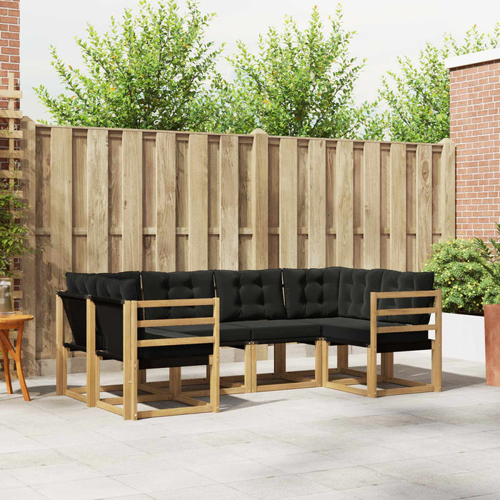 Set de canapele de exterior cu pernă 6 pcs Alb și negru WALTI