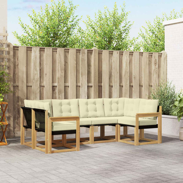 Set de canapele de exterior cu pernă 6 pcs Alb și crem WALTI