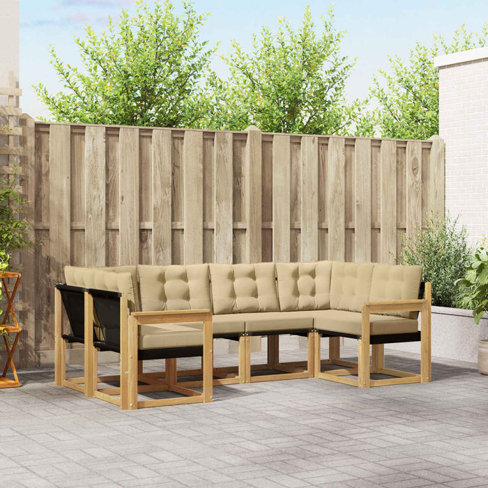 Set de canapele de exterior cu pernă 6 pcs Alb și Bej WALTI
