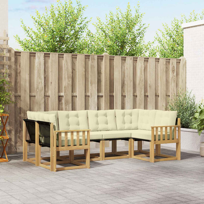 Set de canapele de exterior cu pernă 6 pcs Alb și crem WALTI