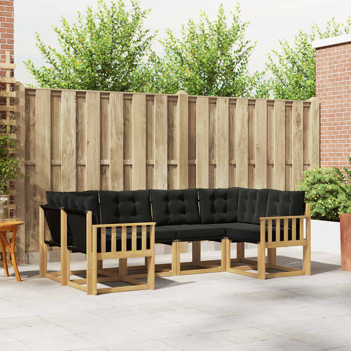 Set de canapele de exterior cu pernă 6 pcs Alb și negru WALTI