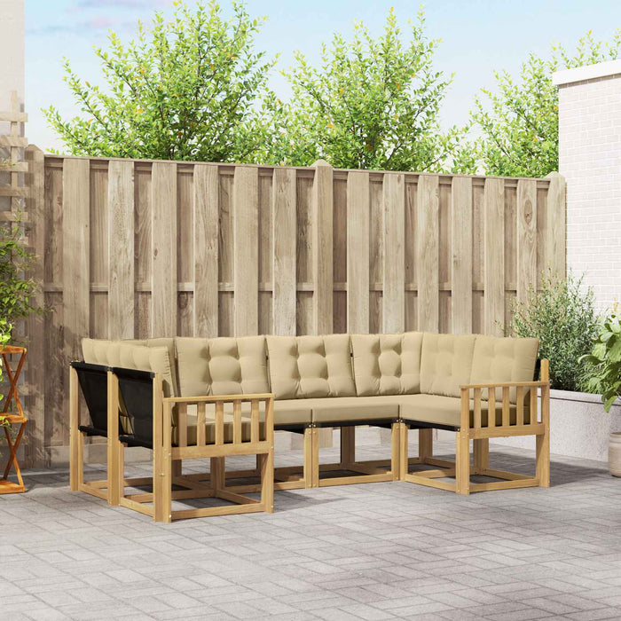 Set de canapele de exterior cu pernă 6 pcs Alb și Bej WALTI