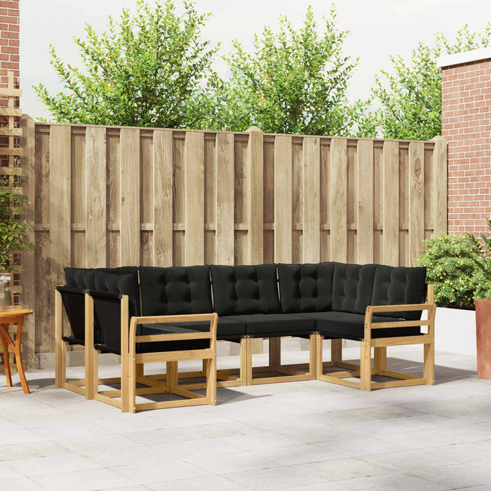 Set de canapele de exterior cu pernă 6 pcs Alb și negru WALTI