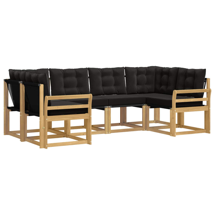 Set de canapele de exterior cu pernă 6 pcs Alb și negru WALTI