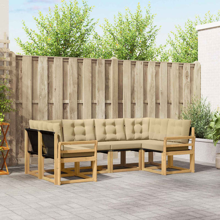 Set de canapele de exterior cu pernă 6 pcs Alb și Bej WALTI